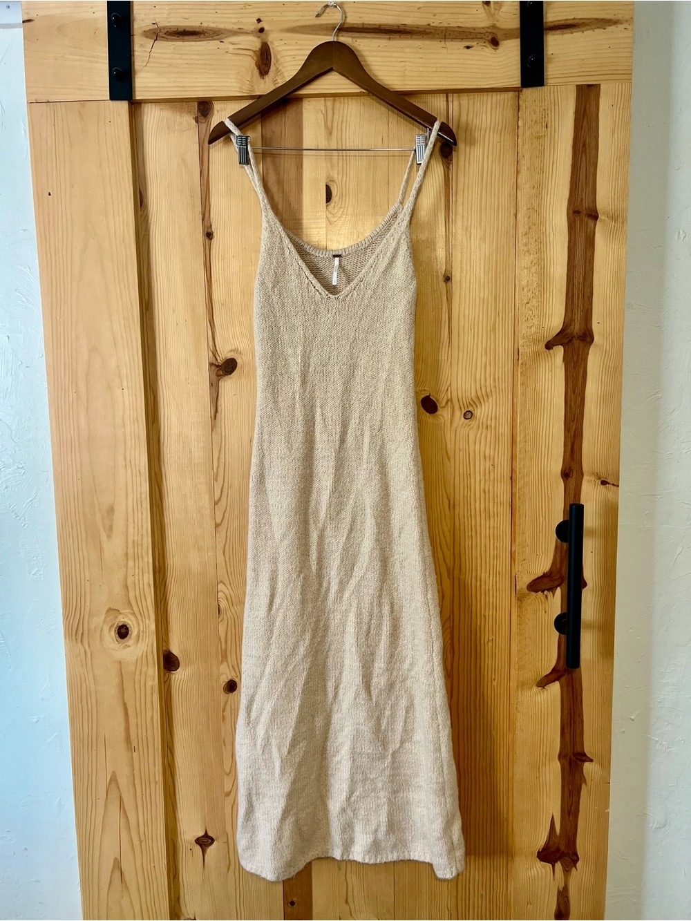 Free People Neutral Beige Knit Maxi Slip Dress